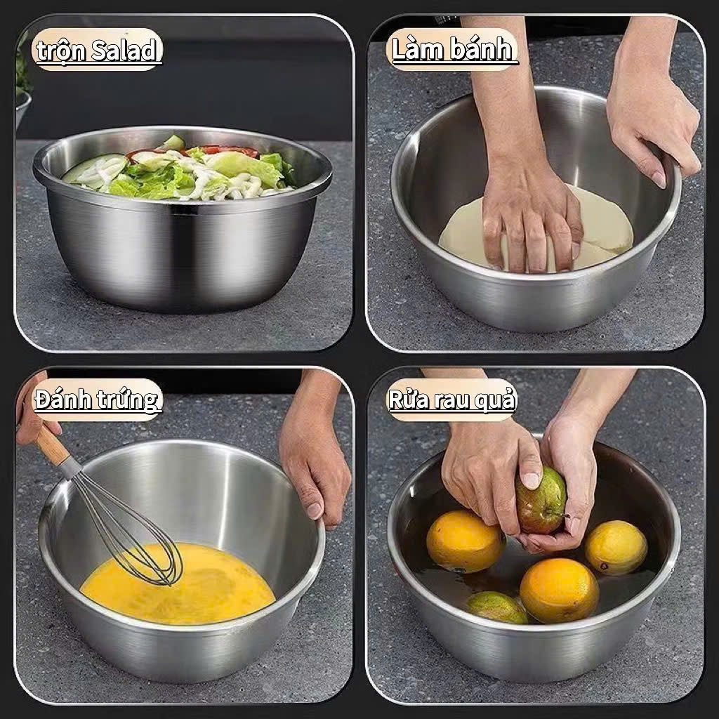Bộ Rổ + thau inox vo gạo rửa rau củ quả, lắp vừa vào thau inox sâu lòng ...