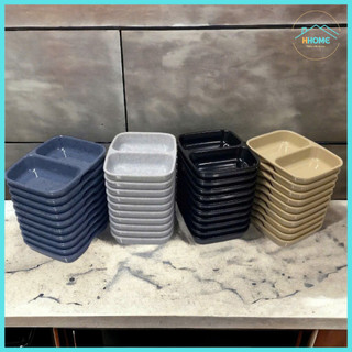 [Nhựa Cao Cấp] Bộ 10 Khay Nước Chấm 2 Ngăn Melamine (9 x 7cm) – HùngHome