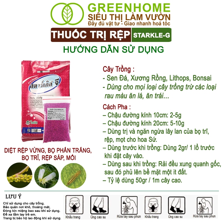 Ảnh Thuốc Tím Trị Rệp Greenhome, Starkle-G, Bao 50gr, Lưu Dẫn, An Toàn, Hiệu Quả, Dùng Cho Sen Đá 3