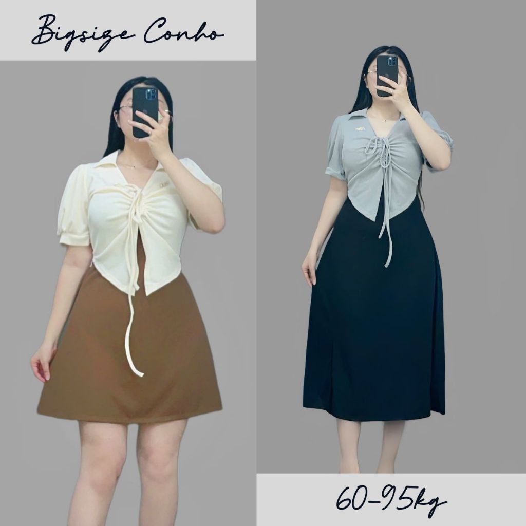 Đầm Cặp Polo Nữ Bigsize Lên Phom Tôn Eo Che Khuyết Điểm Cho Các Nàng Chubby 60-95kg G684+G685