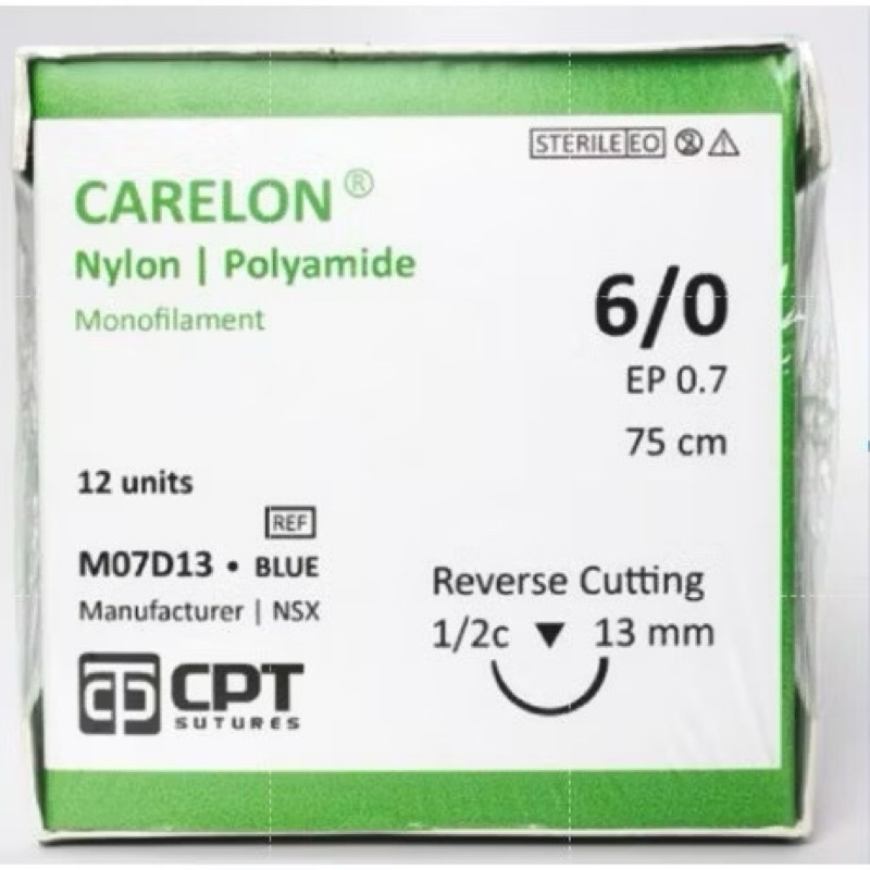 Hộp 12 tép Chỉ phẩu thuật CPT Nylon 6/0, nylon  6.0 Mã M07D13.