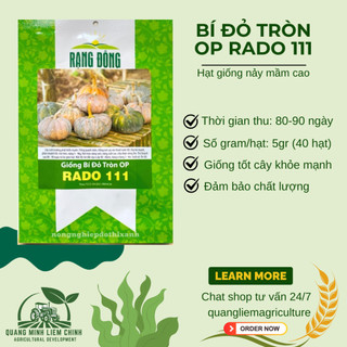 Hạt giống Bí Đỏ Tròn Op Rado 111 (5gram~40 hạt) trái to, nặng, thịt dày, ngọt
