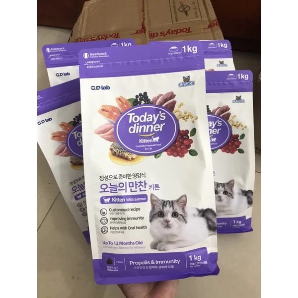 Thức Ăn Hạt Cho Mèo Con Today's Dinner Gói 1kg Hỗ Trợ Miễn Dịch Và Răng Miệng