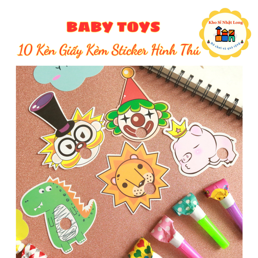Set 10 Kèn Giấy Kèm Sticker, Hình Thú Cực Dễ Thương Thổi Trong Buổi ...