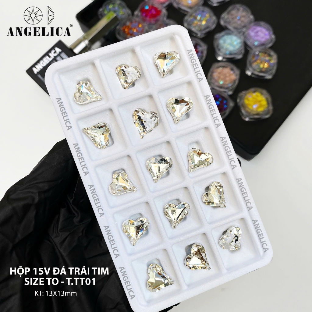 Khay Đá Khối Hình Trái Tim 15 -28 Viên Siêu Sáng Angelica - Trang Trí Nail