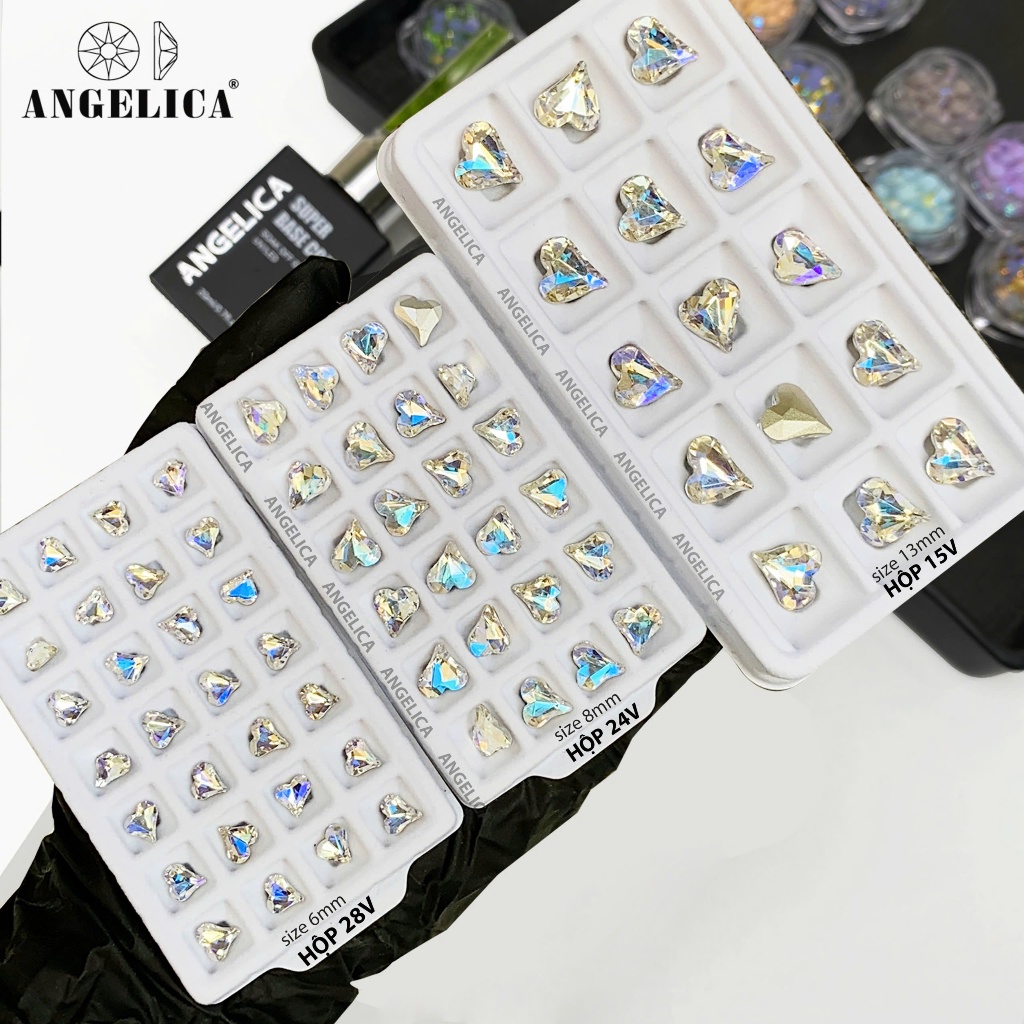 Khay Đá Khối Hình Trái Tim 15 -28 Viên Siêu Sáng Angelica - Trang Trí Nail