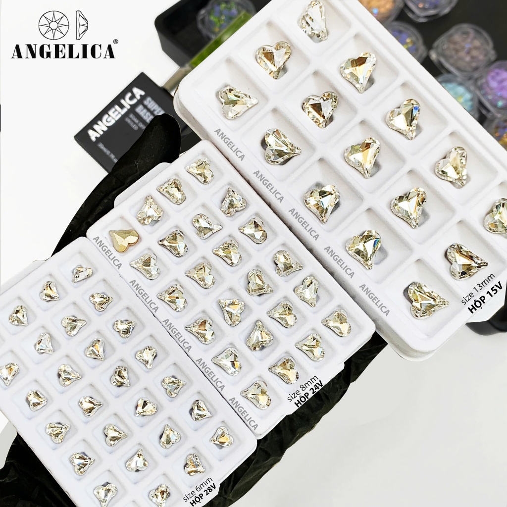 Khay Đá Khối Hình Trái Tim 15 -28 Viên Siêu Sáng Angelica - Trang Trí Nail