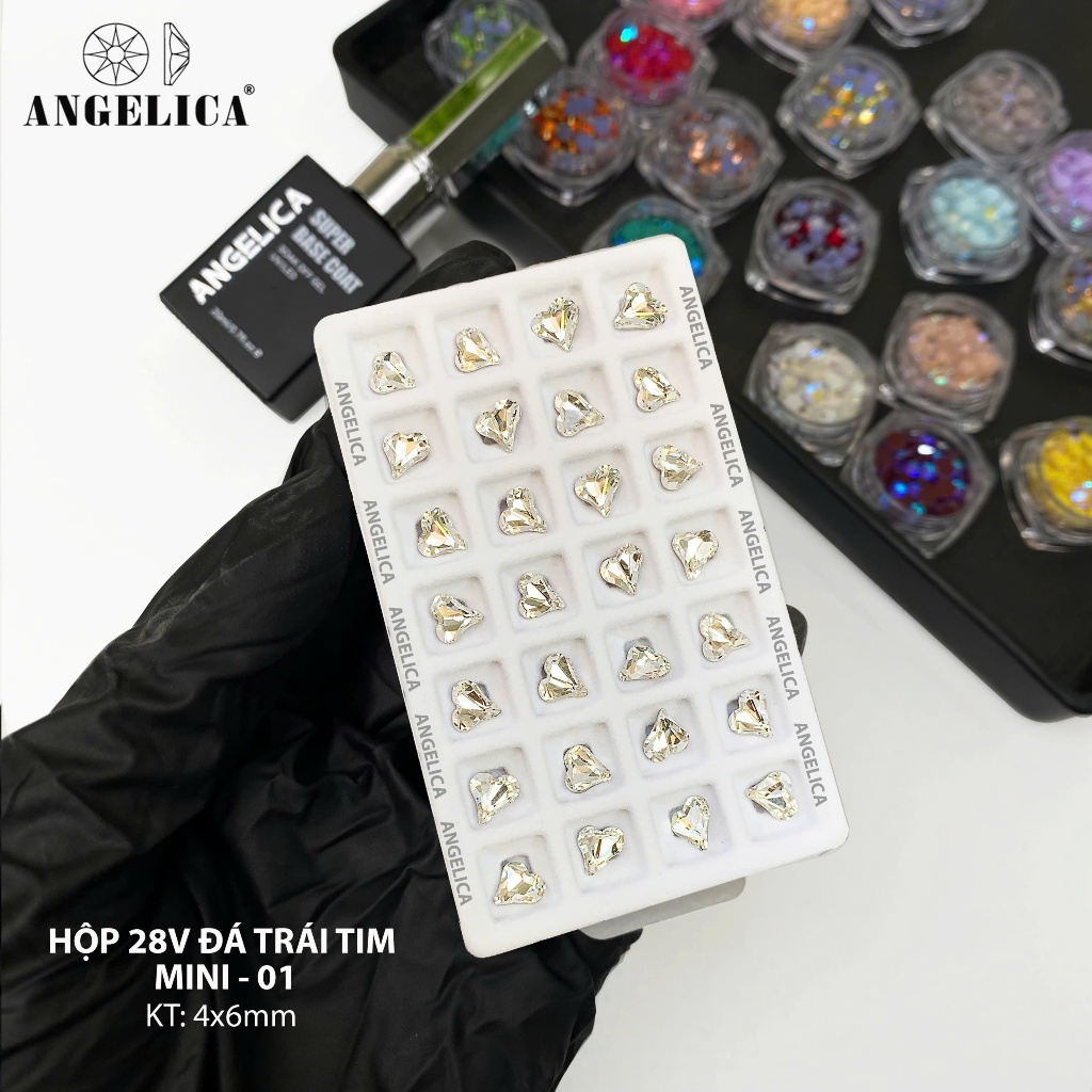Khay Đá Khối Hình Trái Tim 15 -28 Viên Siêu Sáng Angelica - Trang Trí Nail