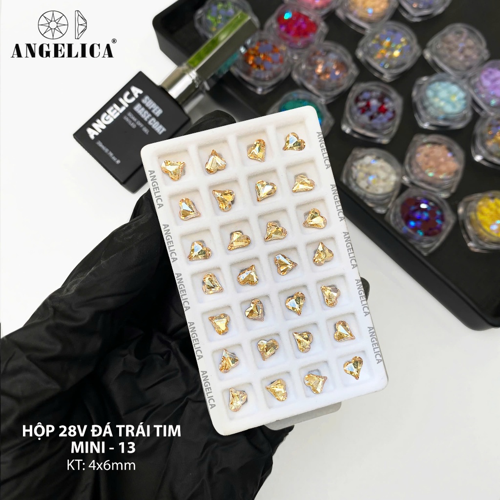 Khay Đá Khối Hình Trái Tim 15 -28 Viên Siêu Sáng Angelica - Trang Trí Nail