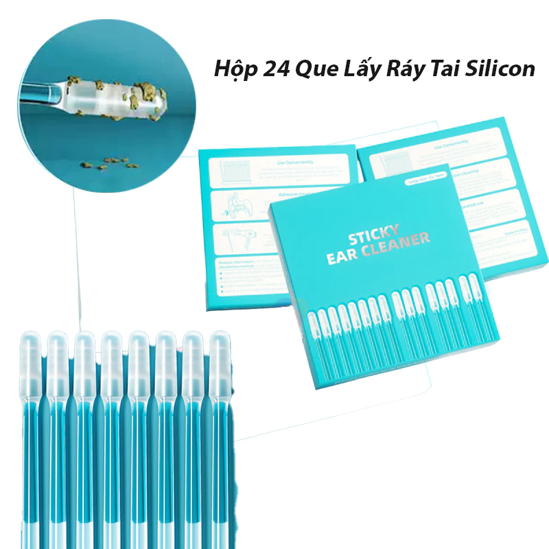 Hộp 24 Tăm Bông Lấy Ráy Tai Bằng Silicon Mềm Có Dính - Dụng Cụ Lấy Ráy ...