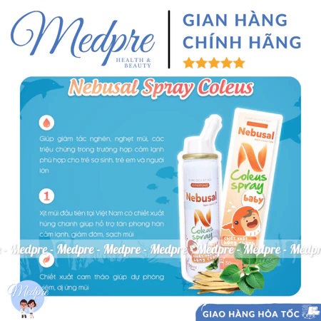 Dung dịch nước muối biển sâu xịt mũi/ xịt tai Nebusal Spray/ Nebusal Ear Spray - Vệ sinh, bảo vệ tai mũi cả nhà - Medpre