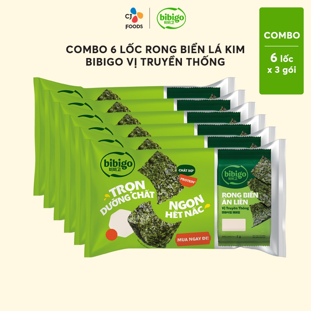 Ảnh COMBO siêu tiết kiệm Rong biển lá kim ăn liền Bibigo Hàn Quốc 3