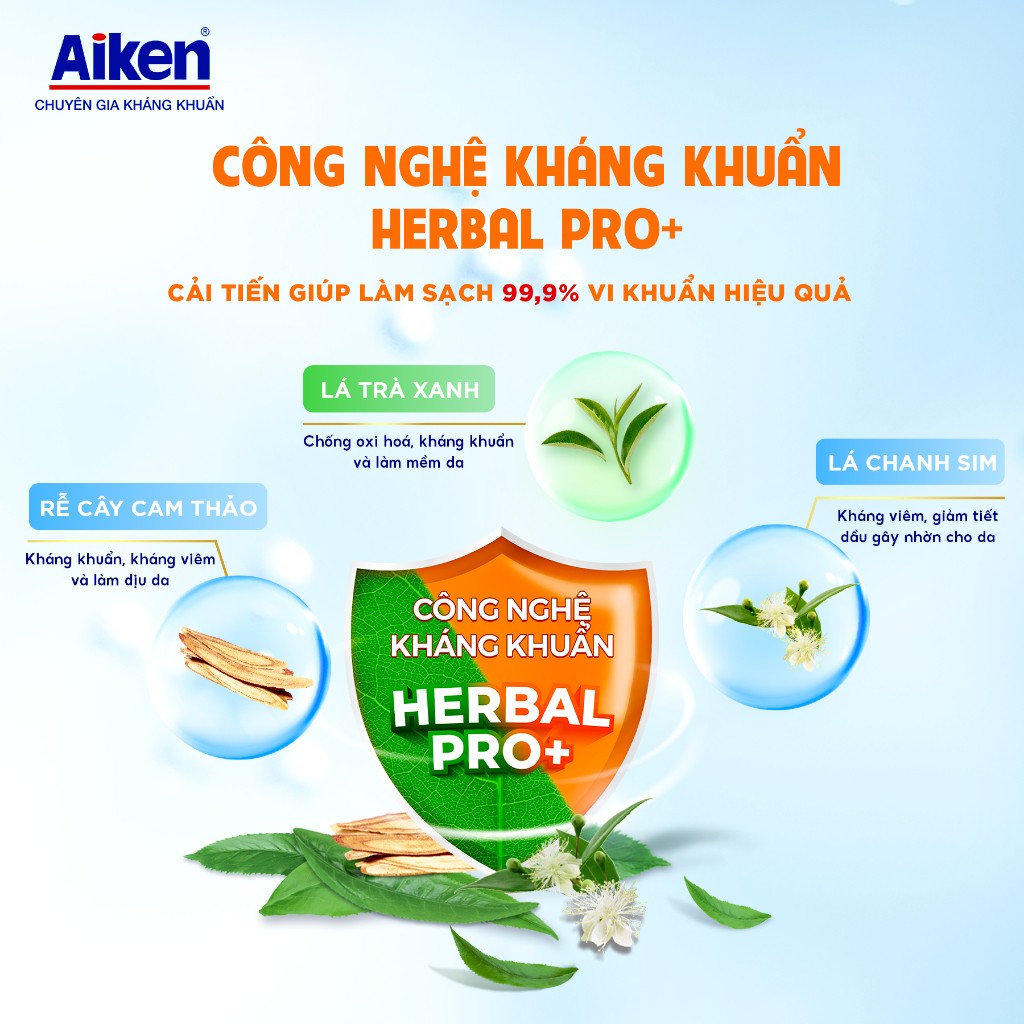 Combo 3 Nước rửa tay Aiken Sạch khuẩn khử mùi / dưỡng ẩm ( 494g x 3 ) - Live stream