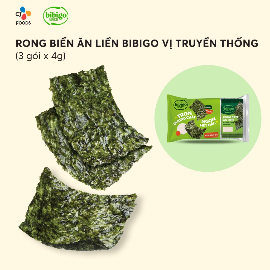Ảnh Thùng 12 lốc Rong biển ăn liền Bibigo Hàn Quốc (Lá kim 12 lốc = 36 gói) - 2