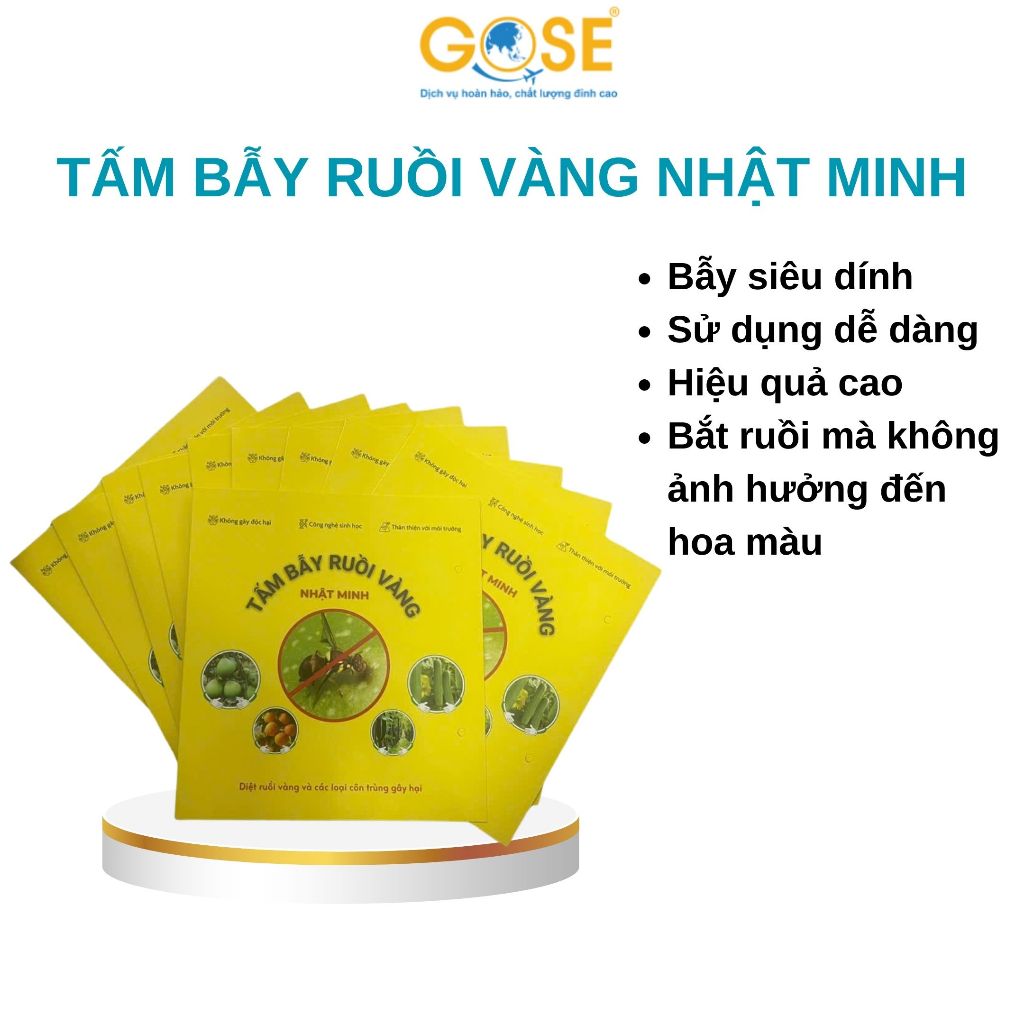 Ảnh Bẫy ruồi vàng 2 mặt siêu dính miếng dán diệt côn trùng bảo vệ mùa màng cây ăn quả 1