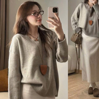 247Store -  Áo len cổ tim áo len cổ chữ V dáng rộng  Aolencotim955_P5K10