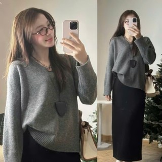 247Store -  Áo len cổ tim áo len cổ chữ V dáng rộng  Aolencotim955_P5K10