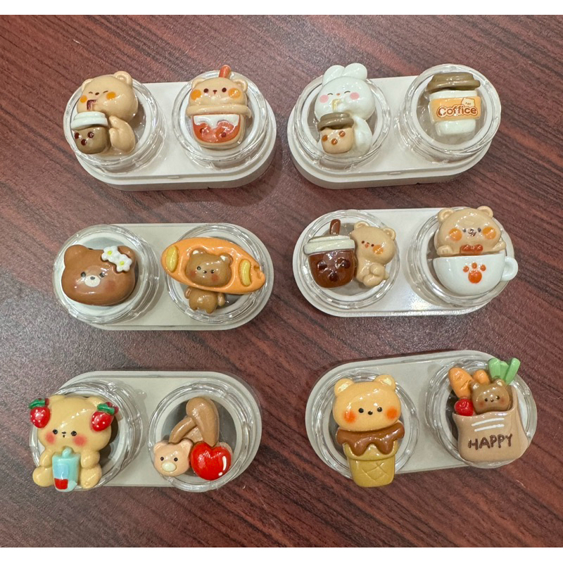 khay charm đựng lens gấu nâu coffee Muneyes
