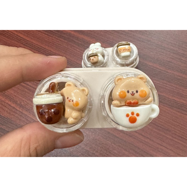 khay charm đựng lens gấu nâu coffee Muneyes