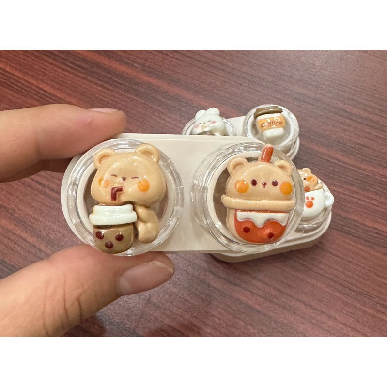 khay charm đựng lens gấu nâu coffee Muneyes