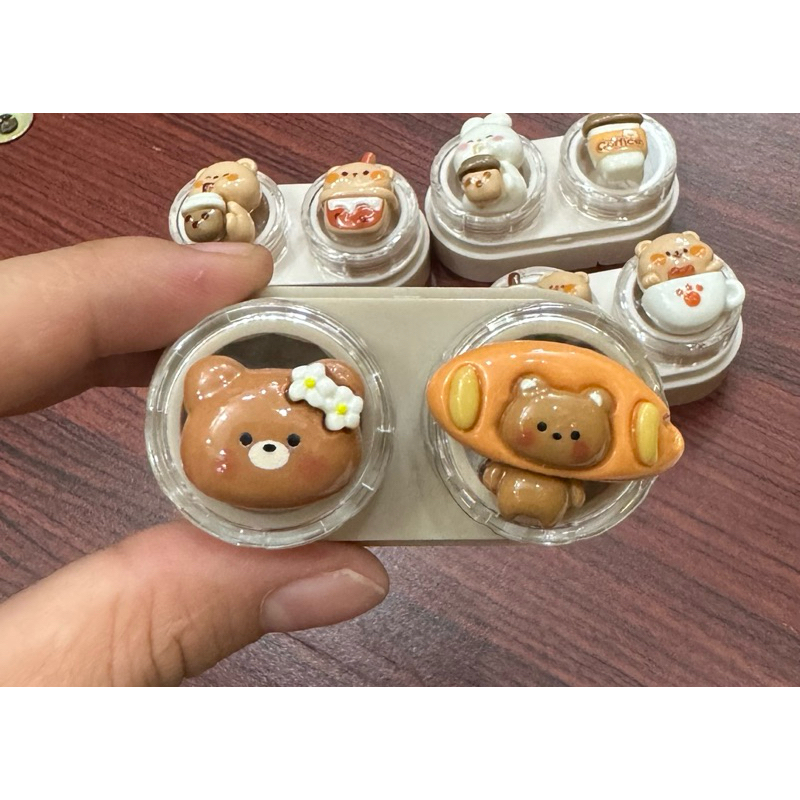 khay charm đựng lens gấu nâu coffee Muneyes