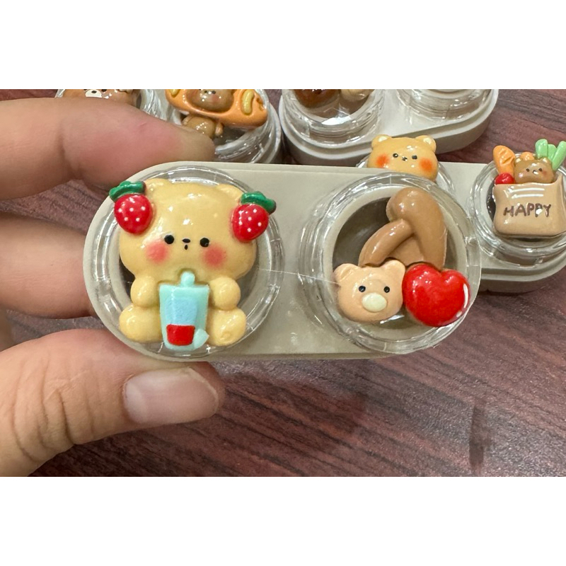 khay charm đựng lens gấu nâu coffee Muneyes