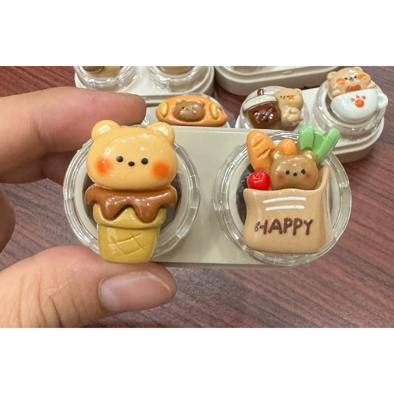 khay charm đựng lens gấu nâu coffee Muneyes