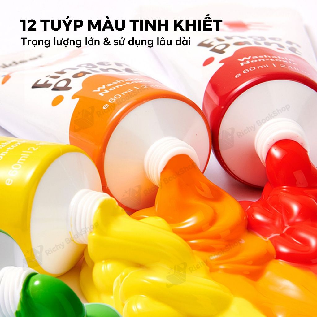 Finger Paint Mideer bộ màu kèm dụng cụ chính hãng an toàn cho bé - Kèm Video Hướng Dẫn Online
