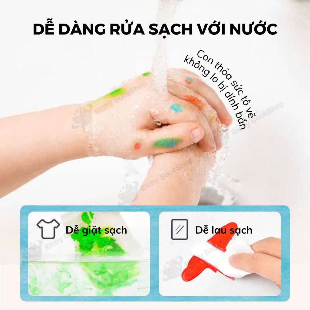 Finger Paint Mideer bộ màu kèm dụng cụ chính hãng an toàn cho bé - Kèm Video Hướng Dẫn Online