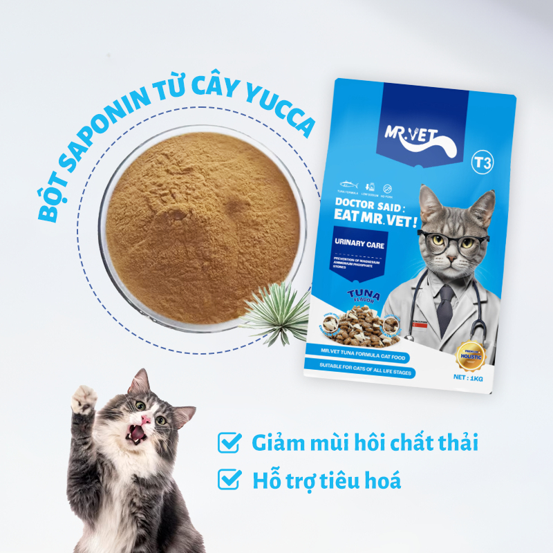 Thức Ăn Cho Mèo MR.VET T3 1KG Công Thức Chuyên Biệt Hỗ Trợ Sức Khỏe Đường Tiết Niệu