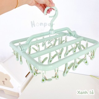 Móc Quần Áo Trẻ Em, Móc Chùm Gấp Gọn 32 Kẹp, Móc Phơi Quần Áo 32 Kẹp Gấp Gọn Honper