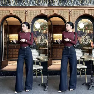YURI JEANS - (VẢI QC-CAO CẤP) Quần Jean Nữ Ống RỘNG Màu Xanh Đen (ỐNG 27CM) Women Pants Mã48