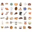 Set 60 Sticker Hình món ăn vặt bắt mắt Chống Nước Dán Laptop Vali Mũ Bảo Hiểm Sổ Tay