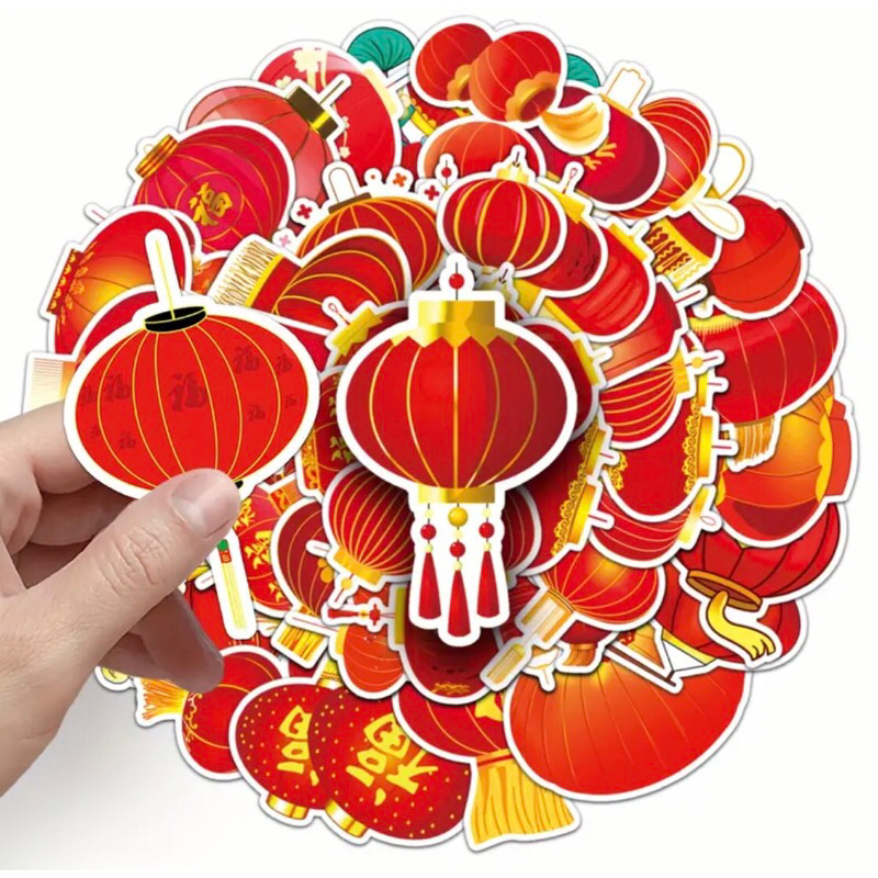 60 sticker lồng đèn và các mẫu trang trí tết 2025