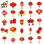 Set 60 Sticker Lồng đèn và các mẫu Chống Nước Dán Laptop Vali Mũ Bảo Hiểm Sổ Tay