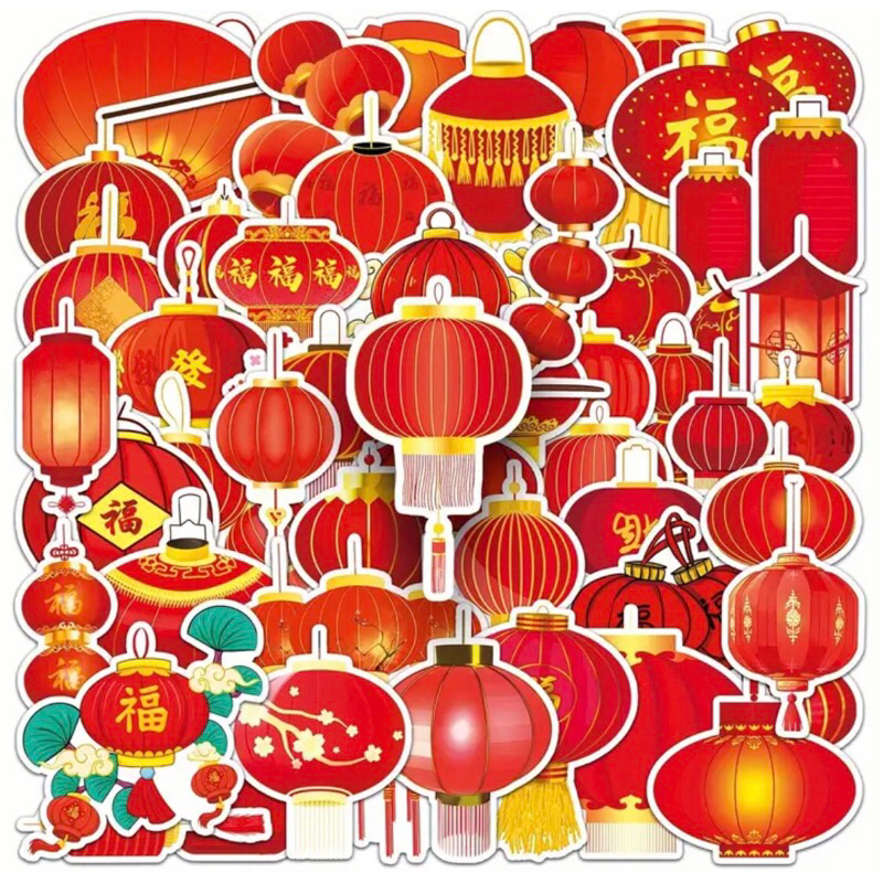 [TẾT 2026] BỘ STICKER LỒNG ĐÈN BÍNH NGỌ - MAY MẮN, TÀI LỘC - DECAL CHỐNG NƯỚC TRANG TRÍ CAO CẤP