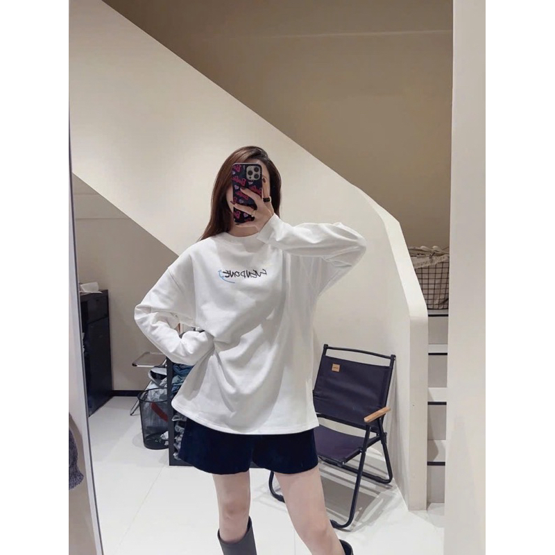 Áo thun dài tay nữ in hình hai mặc trước sau JULY FASHION, Áo thun nữ tay dài dáng rộng trẻ trung, Chất thun xượt mềm