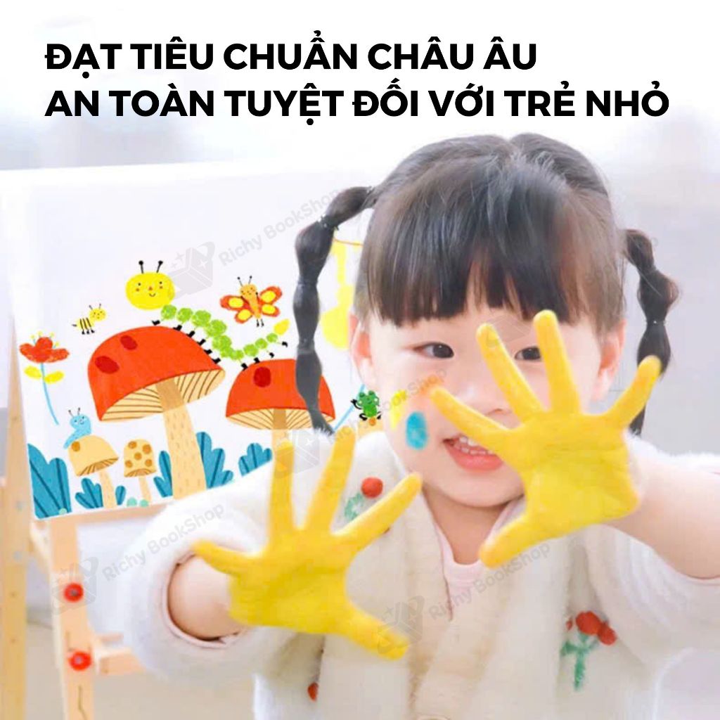Finger Paint Mideer bộ màu kèm sổ vẽ tay cho bé chính hãng an toàn kèm bộ cọ vẽ màu nước