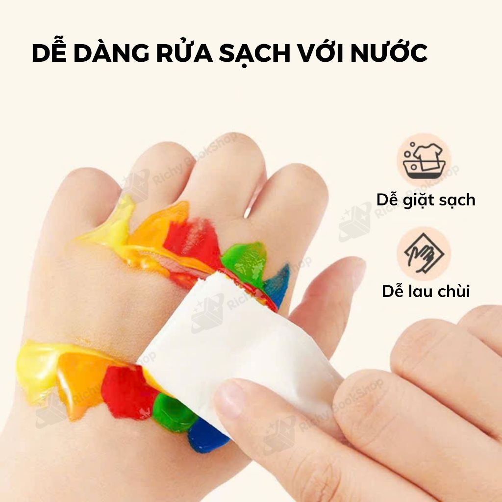 Finger Paint Mideer bộ màu kèm sổ vẽ tay cho bé chính hãng an toàn kèm bộ cọ vẽ màu nước