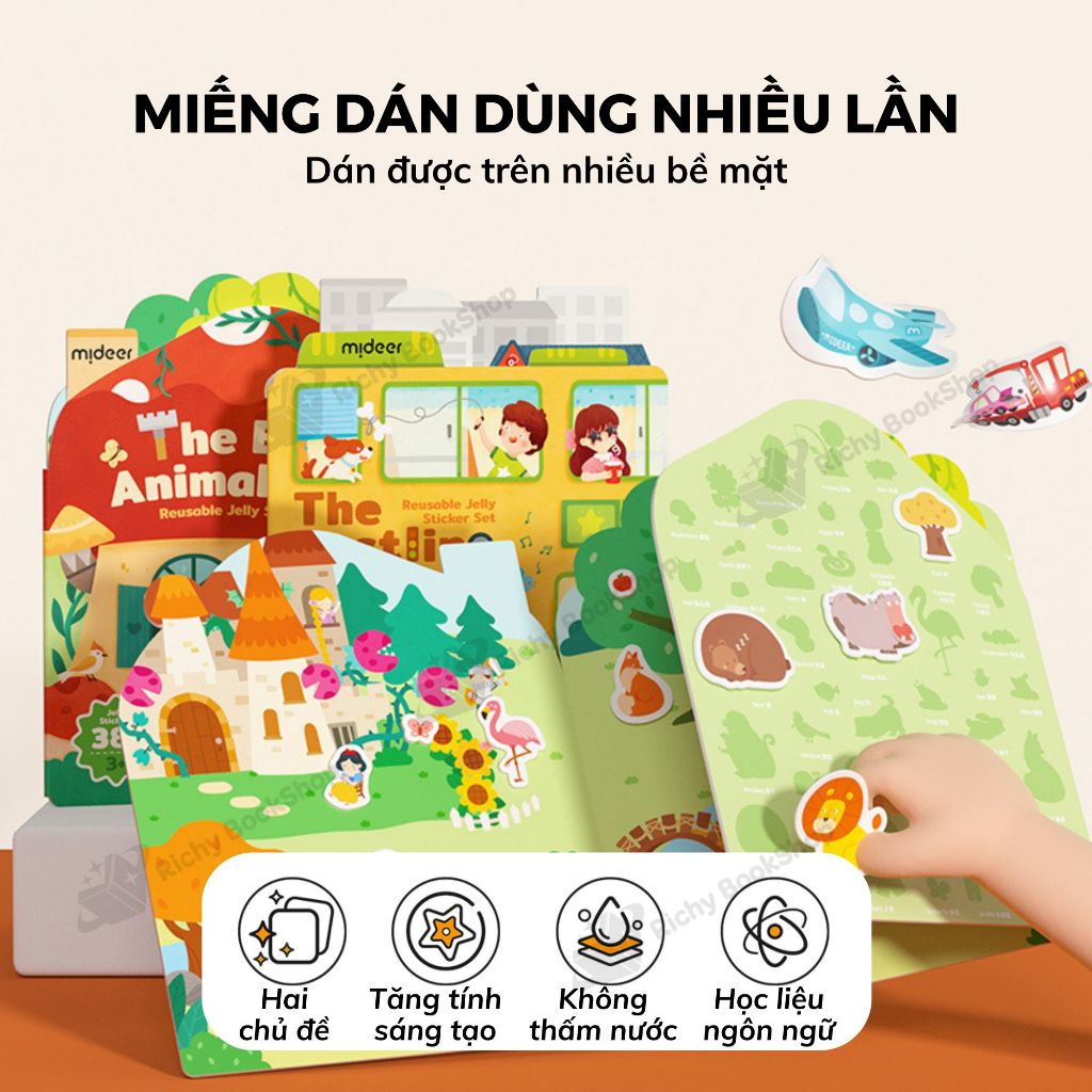 Stickers dẻo dùng nhiều lần Mideer Reusable Jelly Sticker Set dán được trên nhiều bề mặt