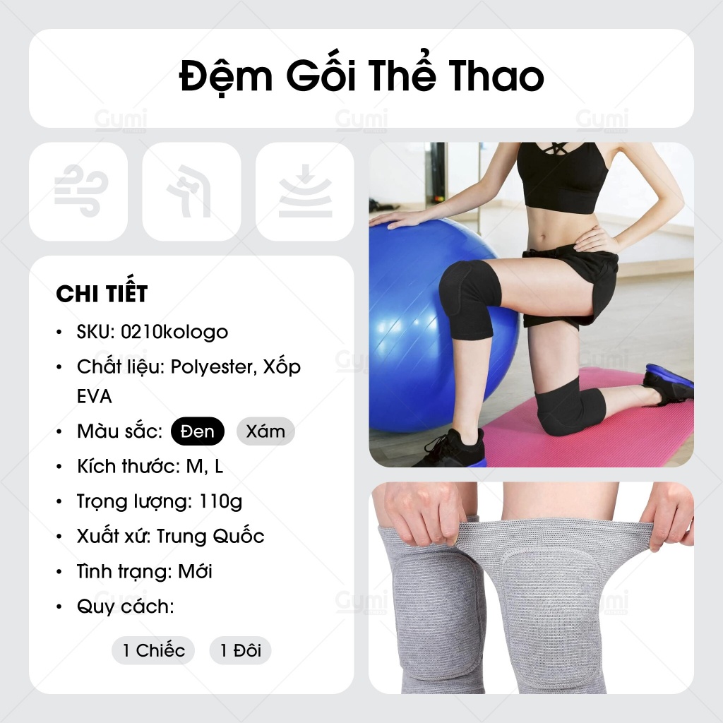 Bó Gối Thể Thao GYMI, Băng Gối Bảo Vệ Khớp Gối Tập Yoga, Gym, Bóng Chuyền, Bóng Đá, Chạy Bộ - AL0210KoLogo