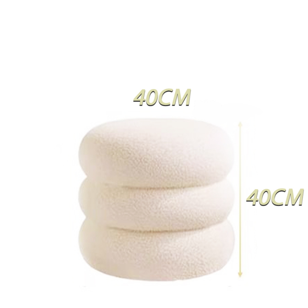 Ghế đôn tròn 3 tầng chất lông cừu Nhu Y Decor  ghế ngồi đa năng êm ái trang trí phòng khách, ghế bàn trang điểm