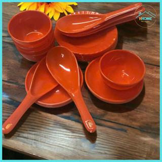[Kho sỉ] Chén - Dĩa - Vá nhựa melamine (mica) màu cam - Hùng home
