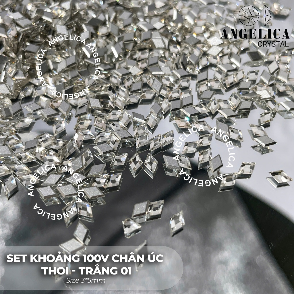 Set 100 Viên Chân Úc Trái Tim , Hạt Gạo , Hình Thoi Siêu Sáng - Trang Trí Nail ANGELICA