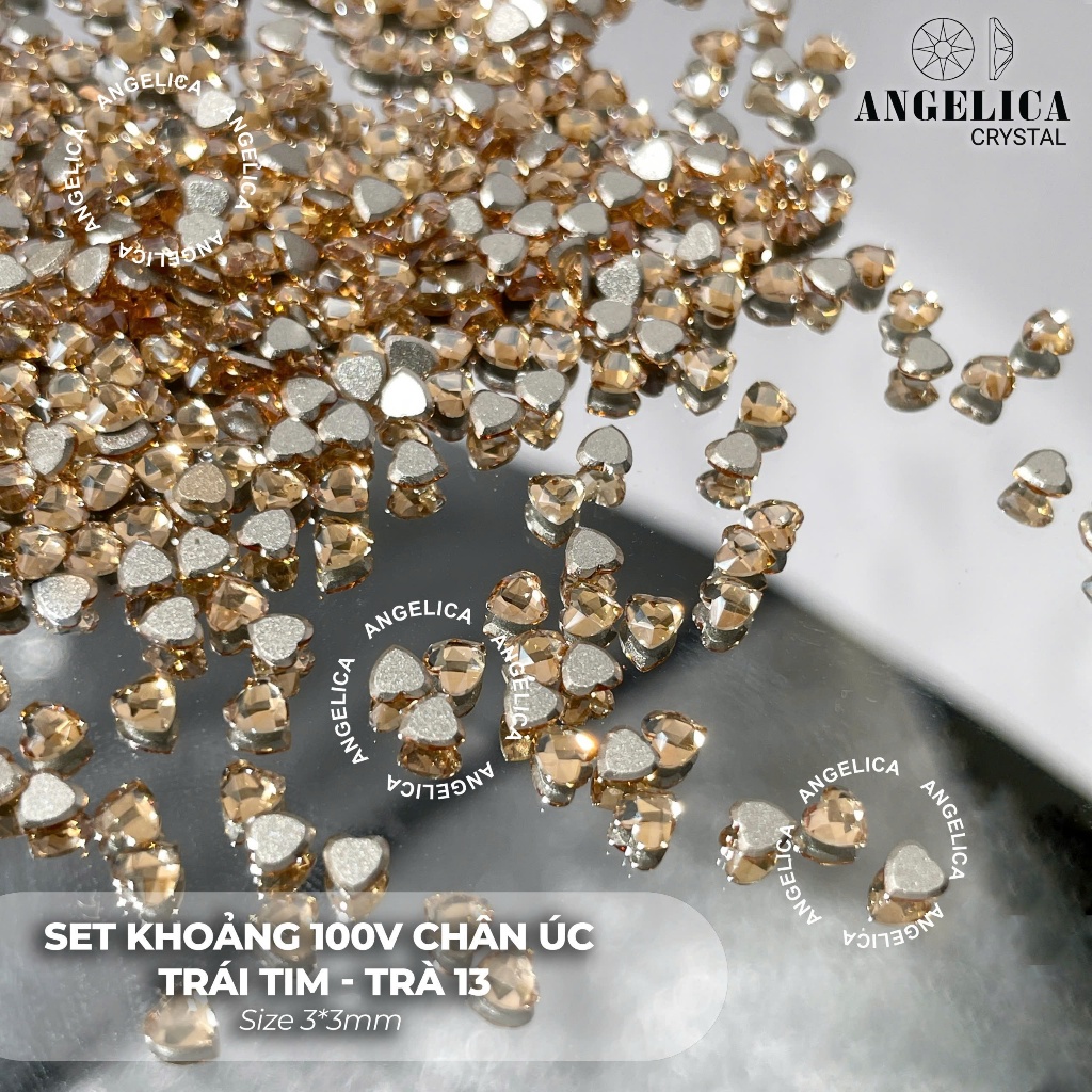 Set 100 Viên Chân Úc Trái Tim , Hạt Gạo , Hình Thoi Siêu Sáng - Trang Trí Nail ANGELICA