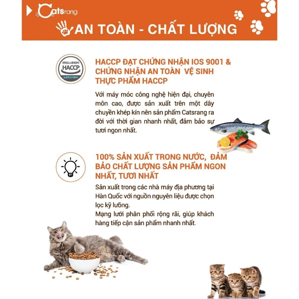 Thức Ăn Hạt Cho Mèo Catsrang Gói 5kg Nhập Khẩu Hàn Quốc Hỗ Trợ Tiêu Hóa, Giảm Búi Lông