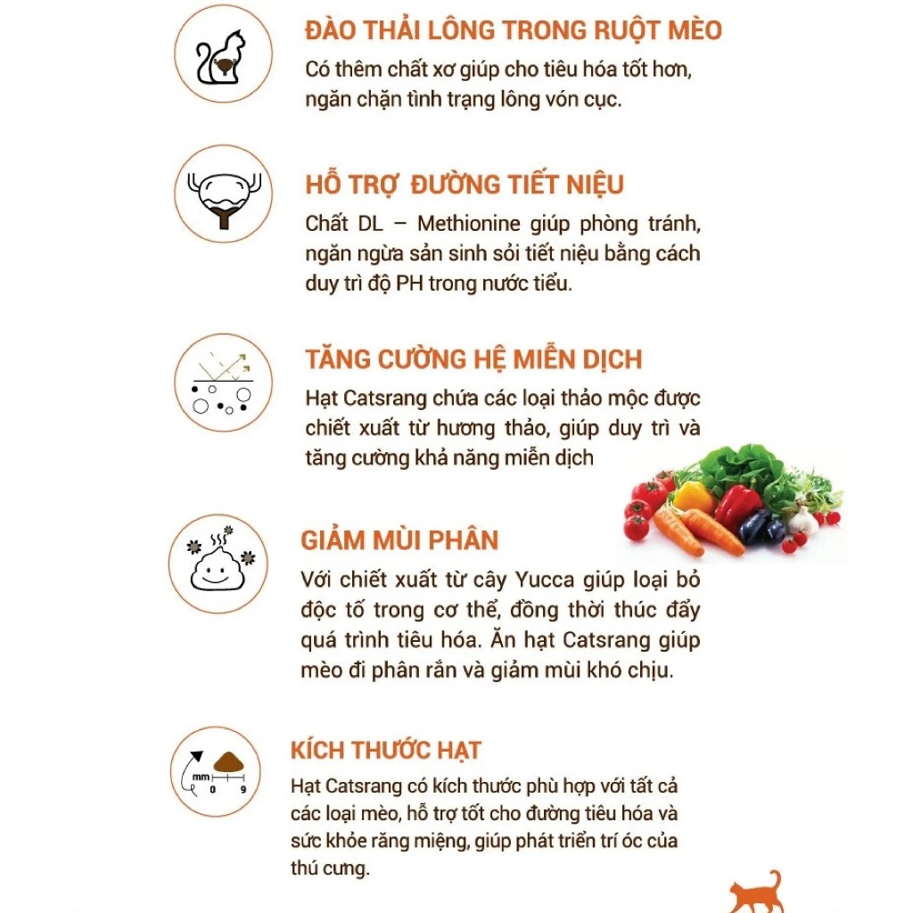 Thức Ăn Hạt Cho Mèo Catsrang Gói 5kg Nhập Khẩu Hàn Quốc Hỗ Trợ Tiêu Hóa, Giảm Búi Lông