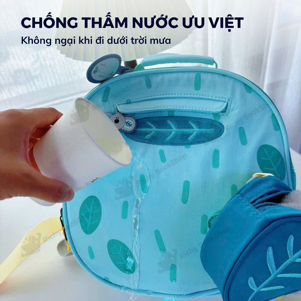 Balo đi học cho bé mầm non chống nước 4 trong 1 Mideer Snuggle Square Backpack