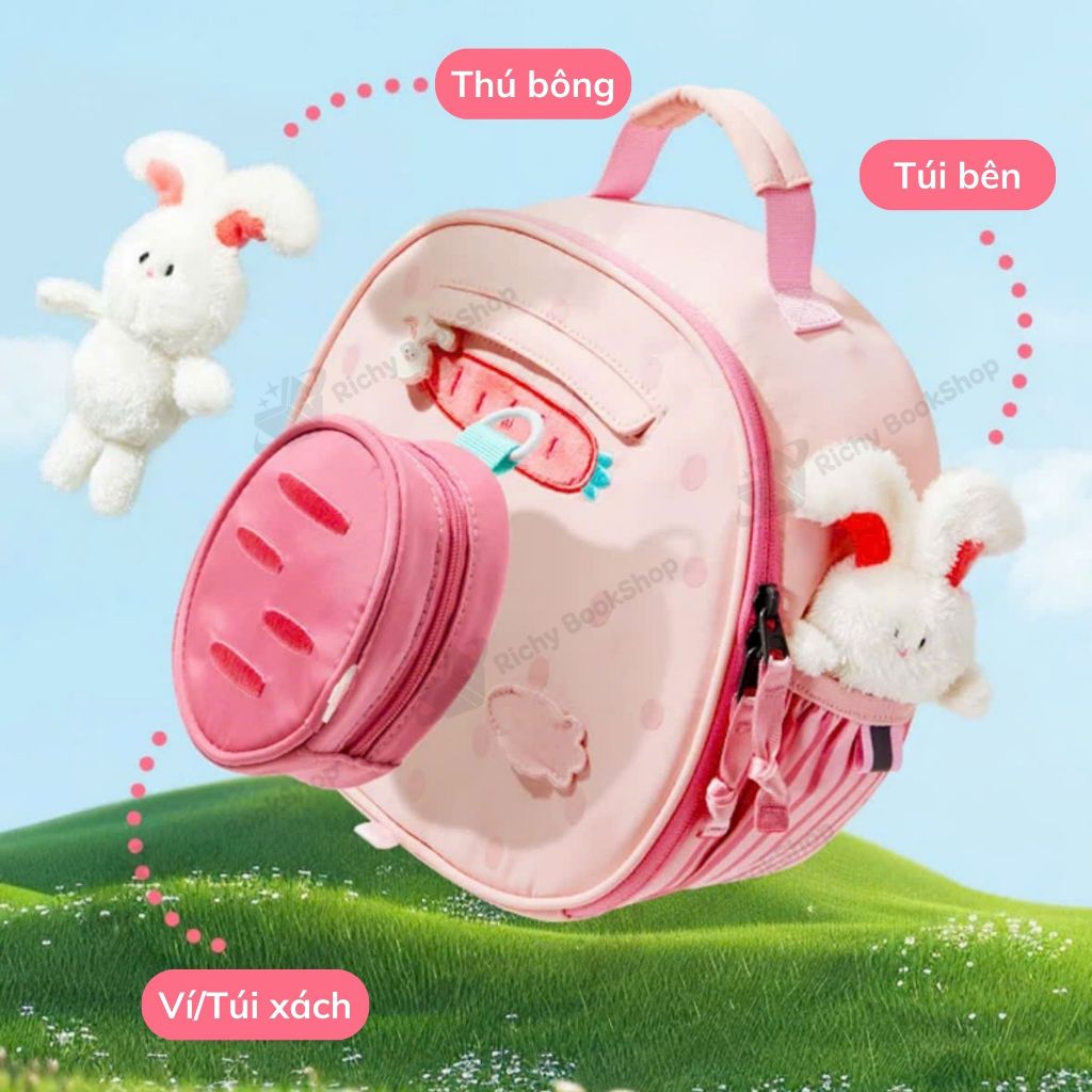 Balo đi học cho bé mầm non chống nước 4 trong 1 Mideer Snuggle Square Backpack