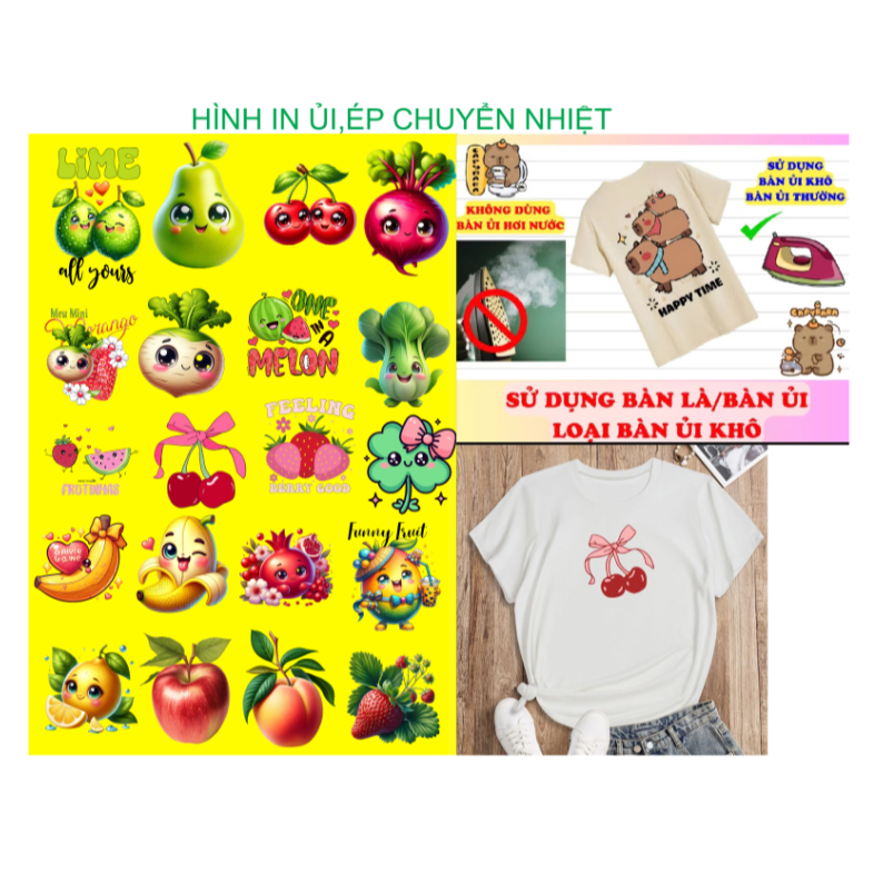 Hình ủi nhiệt-miếng dán ủi quần áo-hình trái cây cute ủi áo tại nhà bằng bàn là bàn ủi-THEO YÊU CẦU GỦI MẪU CHO SHOP